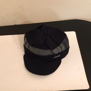 Navy blue and grey beanie cap